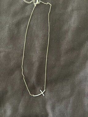 Sterling Silver Sideways Cross Necklace Dainty Pendant Layering Jewelry Gift